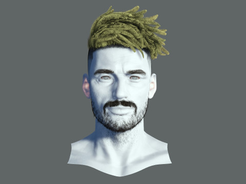 Realistic Hair Male Beard brows mustache p8 card 3Dモデル
