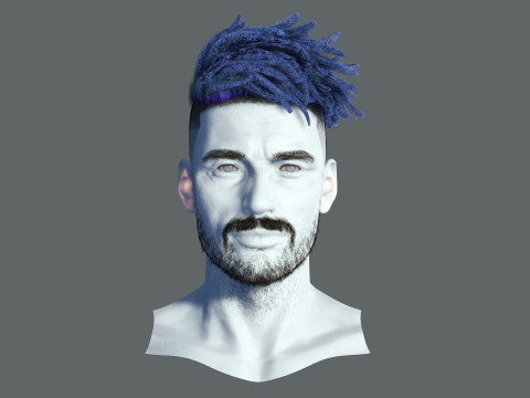 Realistic Hair Male Beard brows mustache p8 card 3Dモデル