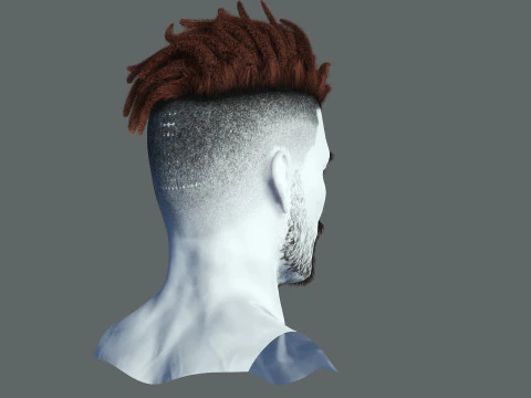 Realistic Hair Male Beard brows mustache p8 card 3D Model