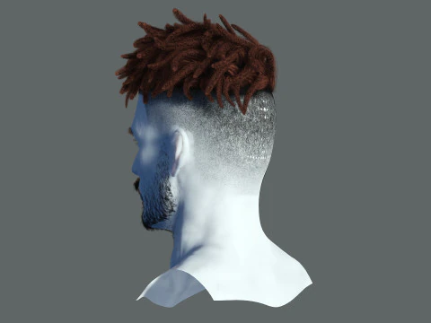 Realistic Hair Male Beard brows mustache p8 card 3D Model