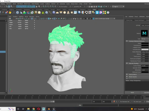 Realistic Hair Male Beard brows mustache p8 card 3D Model