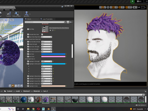 Realistic Hair Male Beard brows mustache p8 card 3Dモデル