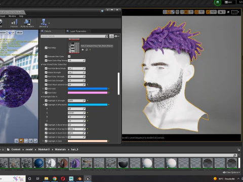 Realistic Hair Male Beard brows mustache p8 card 3D Model