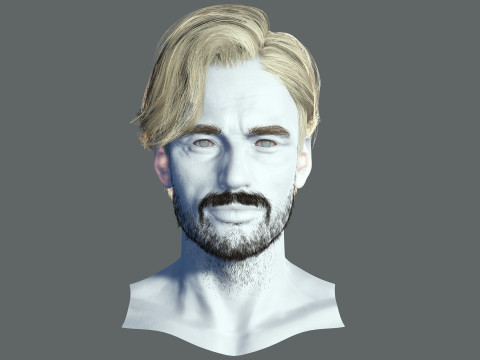 Realtime hair man Polygone Hairstyle Modello 3D