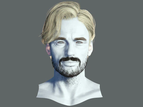 Realtime hair man Polygone Hairstyle 3D Model