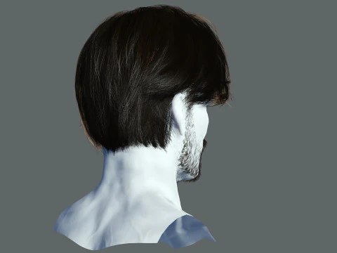 Realtime hair man Polygone Hairstyle 3D Model