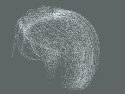 Realtime hair man Polygone Hairstyle 3D Model