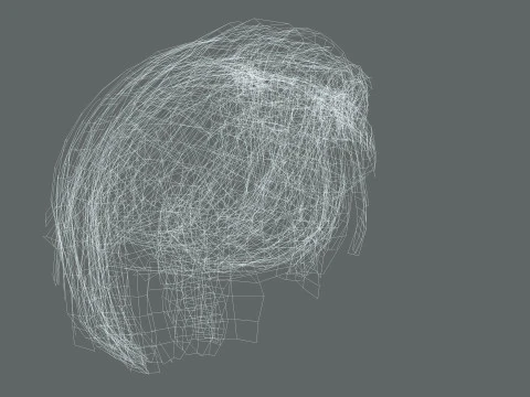 Realtime hair man Polygone Hairstyle 3D Model