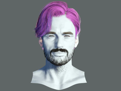 Realtime hair man Polygone Hairstyle 3D Model