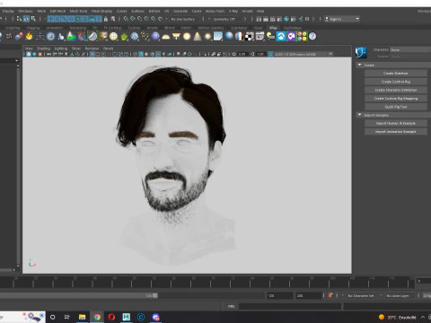 Realtime hair man Polygone Hairstyle 3D Model