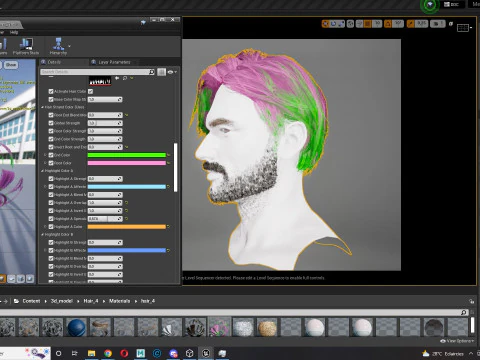 Realtime hair man Polygone Hairstyle 3D Model