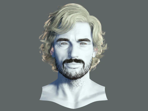 Realtime hair man low poly Hairstyle 2 3D Model