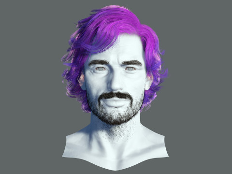 Realtime hair man low poly Hairstyle 2 3D 모델