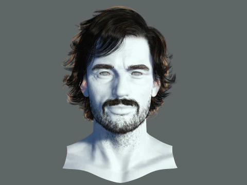 Realtime hair man low poly Hairstyle 2 3D Model