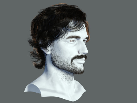 Realtime hair man low poly Hairstyle 2 3D 모델