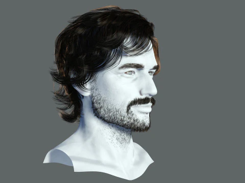 Realtime hair man low poly Hairstyle 2 3D Model