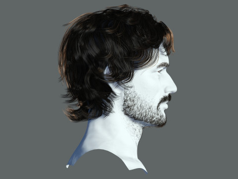Realtime hair man low poly Hairstyle 2 3D 모델