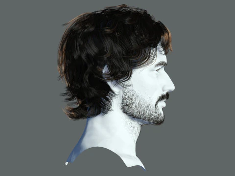 Realtime hair man low poly Hairstyle 2 3D Model