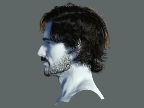 Realtime hair man low poly Hairstyle 2 3D Model