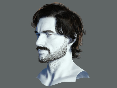 Realtime hair man low poly Hairstyle 2 3D 모델