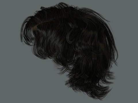 Realtime hair man low poly Hairstyle 2 3D Model