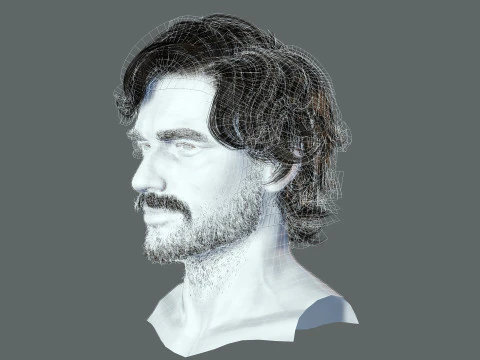 Realtime hair man low poly Hairstyle 2 3D Model