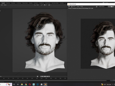 Realtime hair man low poly Hairstyle 2 3D 모델