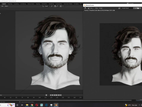 Realtime hair man low poly Hairstyle 2 3D Model