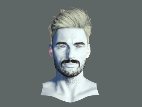 Realtime hair man low poly Hairstyle Game Ready 3D Model