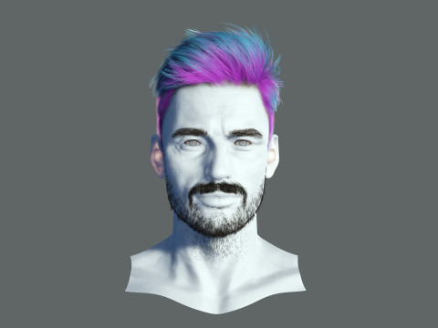 Realtime hair man low poly Hairstyle Game Ready 3D-Modell