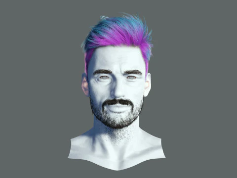 Realtime hair man low poly Hairstyle Game Ready 3D Model