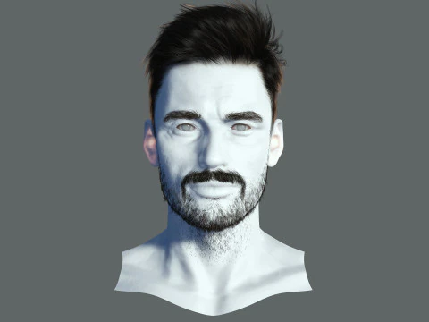 Realtime hair man low poly Hairstyle Game Ready 3D Model