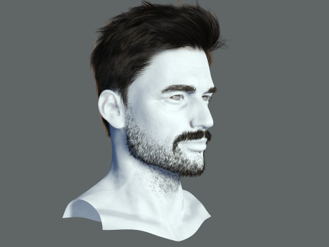 Realtime hair man low poly Hairstyle Game Ready 3D-Modell