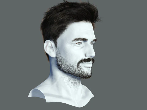 Realtime hair man low poly Hairstyle Game Ready 3D Model