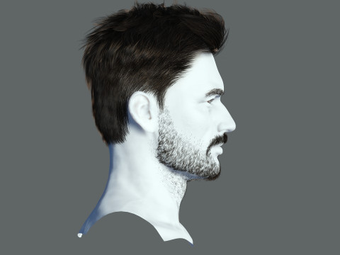 Realtime hair man low poly Hairstyle Game Ready 3D-Modell
