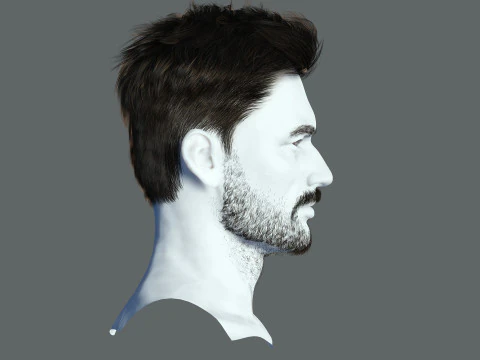 Realtime hair man low poly Hairstyle Game Ready 3D Model