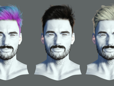Realtime hair man low poly Hairstyle Game Ready 3D-Modell