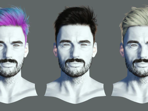 Realtime hair man low poly Hairstyle Game Ready 3D Model