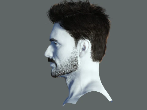 Realtime hair man low poly Hairstyle Game Ready 3D Model