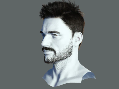Realtime hair man low poly Hairstyle Game Ready 3D Model