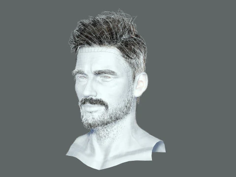 Realtime hair man low poly Hairstyle Game Ready 3D Model