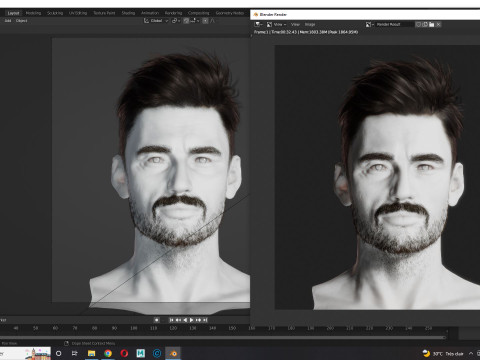 Realtime hair man low poly Hairstyle Game Ready 3D-Modell