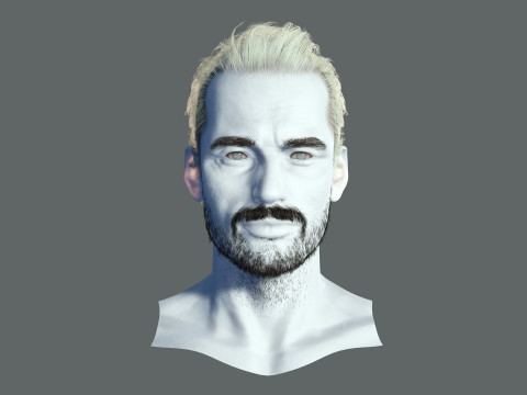 Realtime hair Old Man low poly Hairstyle Game Ready 3D Модель