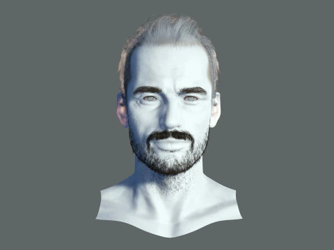Realtime hair Old Man low poly Hairstyle Game Ready 3D Model