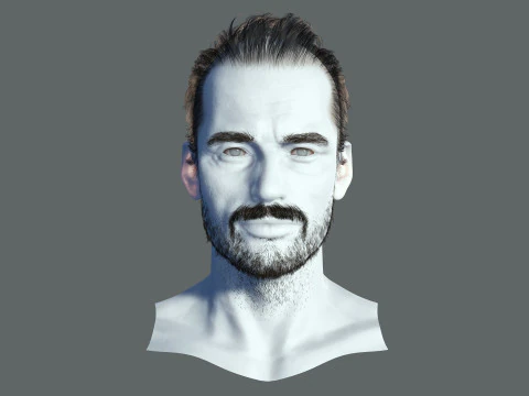 Realtime hair Old Man low poly Hairstyle Game Ready 3D Model