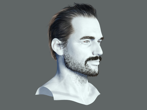 Realtime hair Old Man low poly Hairstyle Game Ready 3D Модель