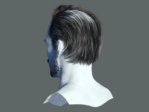 Realtime hair Old Man low poly Hairstyle Game Ready 3D Model