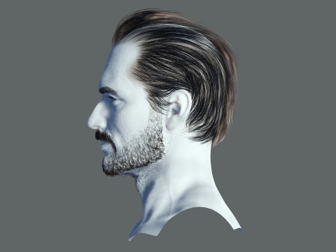 Realtime hair Old Man low poly Hairstyle Game Ready 3D Модель