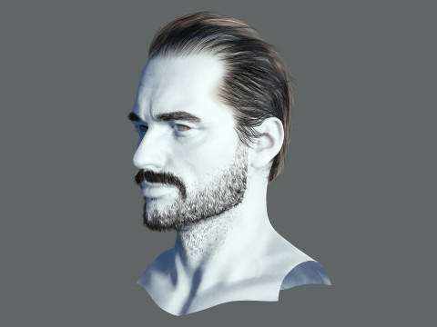 Realtime hair Old Man low poly Hairstyle Game Ready 3D Модель