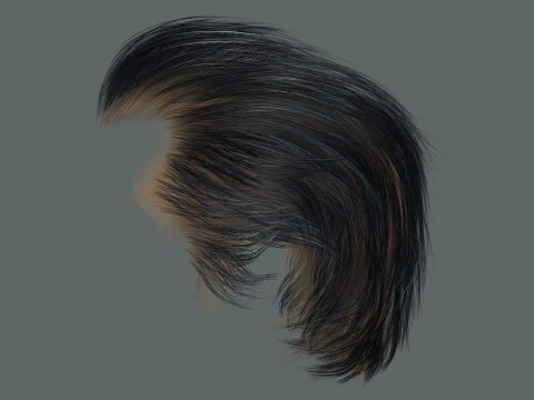 Realtime hair Old Man low poly Hairstyle Game Ready 3D Model